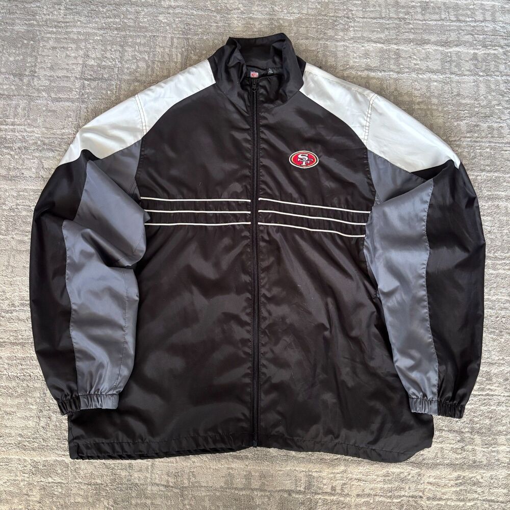 Vintage Reebok NFL San Francisco 49ers Windbreaker Jacket Mens L Full Zip SF